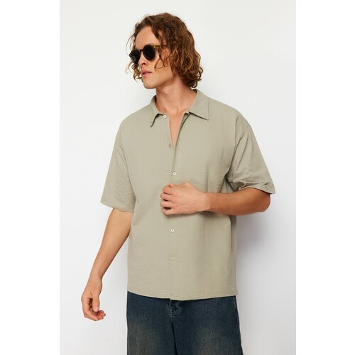 Trendyol Stone Regular Fit Short Sleeve Comfortable Stretchy Shirt Cene