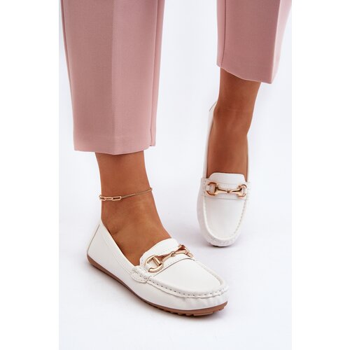 Kesi Women's classic loafers made of eco leather white Demese Slike
