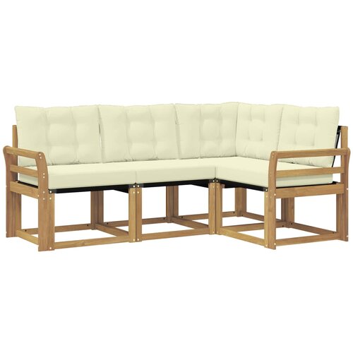 vidaXL Zunanja garnitura za sedenje z blazino 4 pcs Bela in krem, (5000281453) Cene