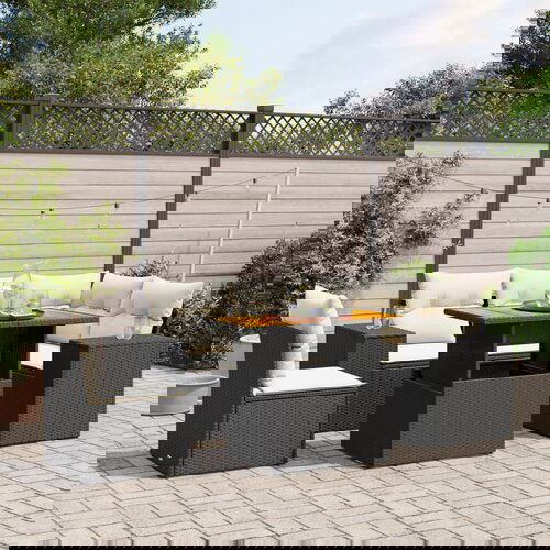  The Living Store Vrtna sedežna garnitura 6-delna z blazinami črna poli ratan - Vrtna Sedežna Garniture, (21477707) Cene