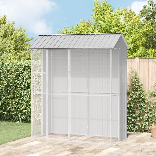 vidaXL Aviarij za ptice Siva 215x110x247 cm Jeklo Cene