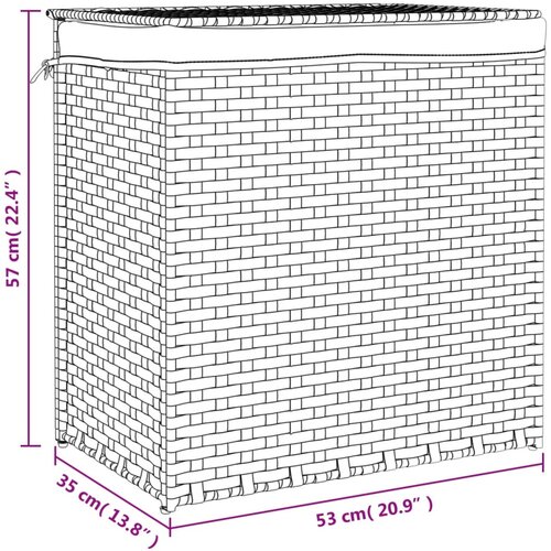  Ko&amp;scaron;ara za rublje s 2 odjeljka crna 53 x 35 x 57cm od poliratana Slike