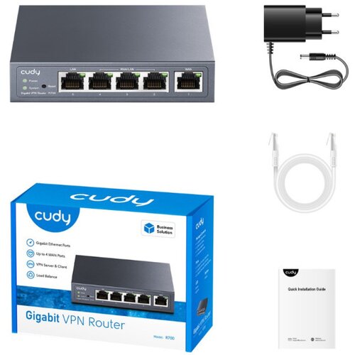 Cudy R700 gigabit multi-wan vpn router, 1Gbit wan, 3Gibt lan/wan, 1Gbit lan, 128MB ddr, 16MB nor fl Cene