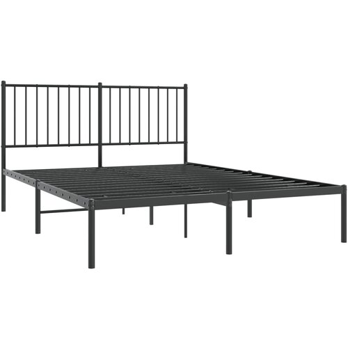  Metalni okvir za krevet s uzglavljem crni 140x190 cm Slike