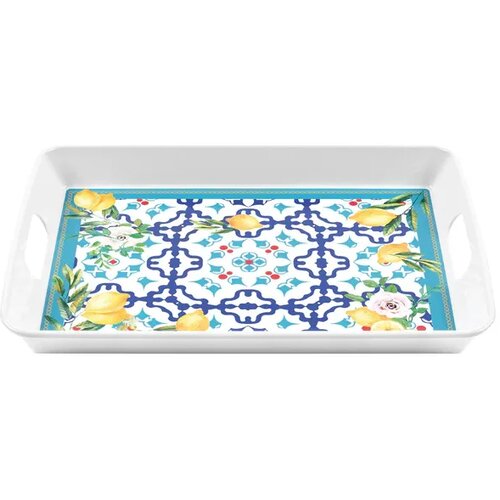 guzzini Pravokoten pladenj z ročaji "Flower & Lemon" Cene