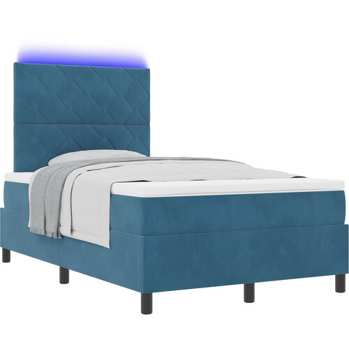 VidaXL Box Spring Postelja z Blazino in LED Temno Modra 120x190 cm Žamet, (22050978) Slike