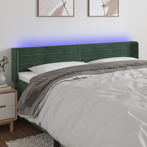  The Living Store LED posteljno vzglavje temno zeleno 203x16x78/88 cm žamet - LED Vzglavje, (21487973) Cene