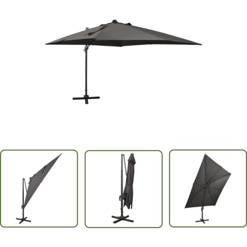 The Living Store Vrtni senčnik z LED lučkami antraciten 300 cm - Previsni Senčnik, (21742328) Cene