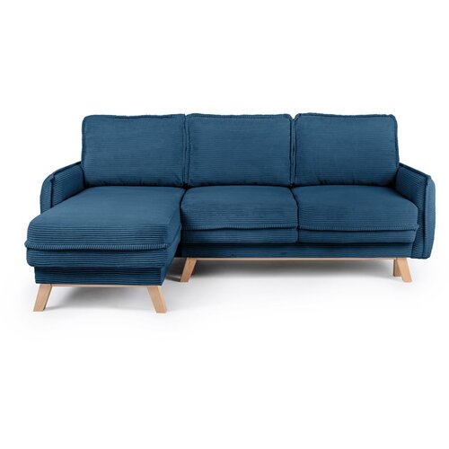 Bonami Selection modra raztegljiva kotna sedežna garnitura iz rebrastega žameta tori – Cene