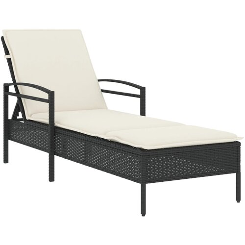 Maison Chic Ležalnik - Sončna ležalnik z blazino črn 63x200x81 cm poli ratan, (22043135) Cene