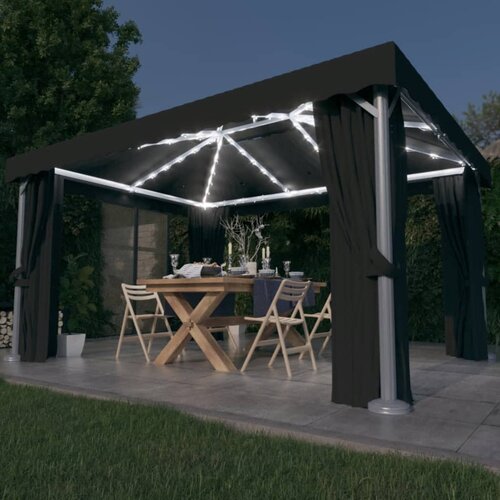  Sjenica sa zastorima i LED svjetlosnim trakama 4 x 3 m antracit Cijene