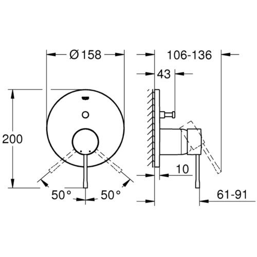 Grohe pokrivna plo&amp;scaron;ča za kad/tu&amp;scaron; ESSENCE (24058AL1) - Brushed hard graphite Slike