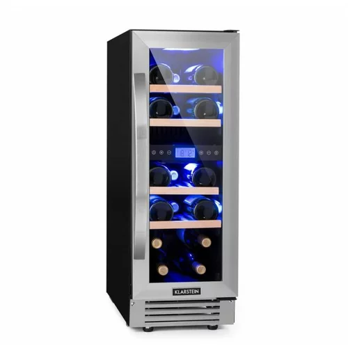 Klarstein Vinovilla Duo 17, dvostopenjska vinska omara, hladilnik, 53 l, 17 stekl., 3-barvna LED osvetlitev, steklena vrata