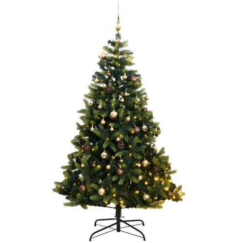  Umjetno božićno drvce 300 LED sa &amp;scaron;arkama i kuglicama 210 cm Slike
