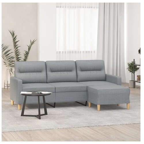 vidaXL Trosjed s tabureom svjetlosivi 180 cm od tkanine Cijene