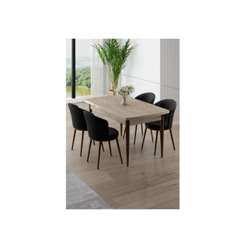 Hanah home Rasklopivi trpezarijski sto i stolice (5 delova) Asfel Travertine Black Cene