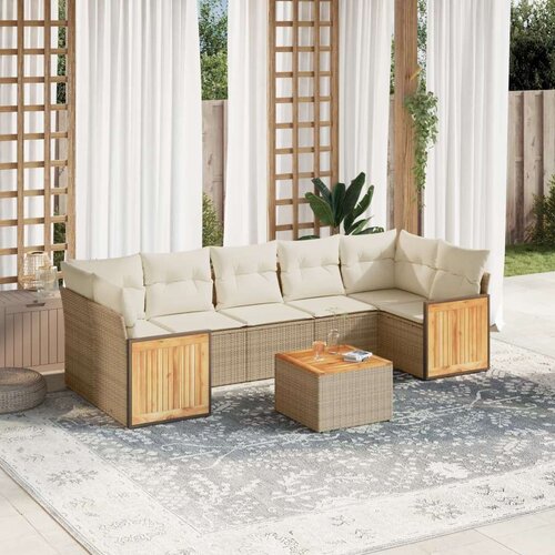 vidaXL 8-dijelni set vrtnih sofa od poliratana s jastucima bež Cijene