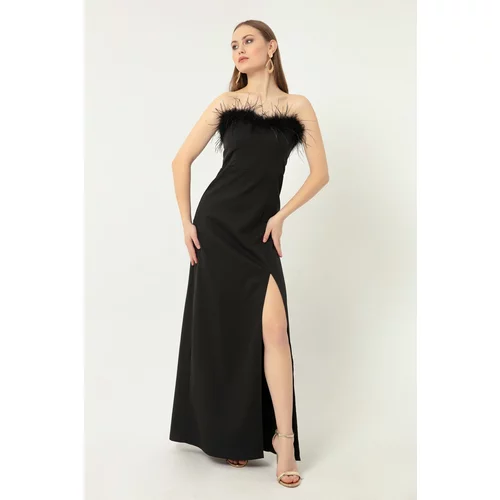 Lafaba Women's Black Evening Dress &; Prom Dress with Otrish Detail