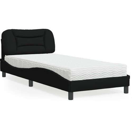 VidaXL Krevet s madracem crni 90x200 cm od tkanine Slike
