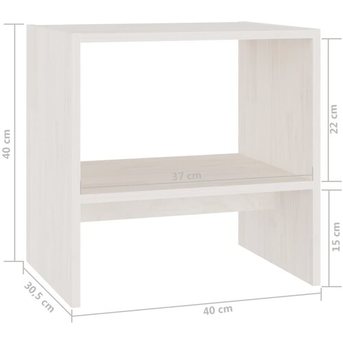  Noćni ormarići 2 kom bijeli 40x30,5x40 cm od masivne borovine Slike