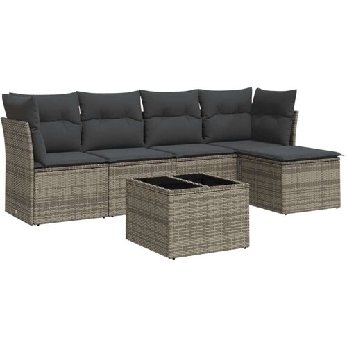vidaXL 6-dijelni set vrtnih sofa od poliratana s jastucima sivi Cijene