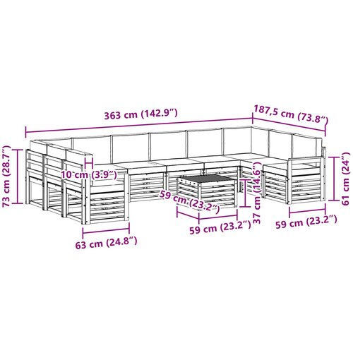  Set vanjskih sofa 8 kom. Bijela i Antracit Poliester Slike