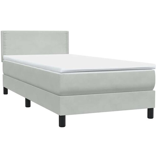 Box Spring krevet s madracem i LED svijetlo sivi 80x210 cm bar&amp;scaron;un Slike