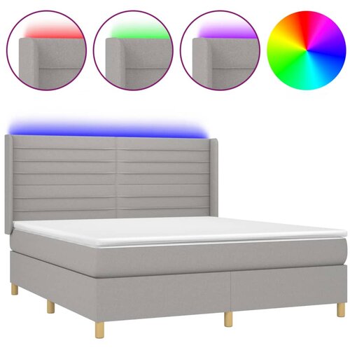 Maison Chic Box spring postelja - Vzmetna postelja z vzmetnico LED sv. siva 160x200 cm blago SL15263, (21905586) Cene