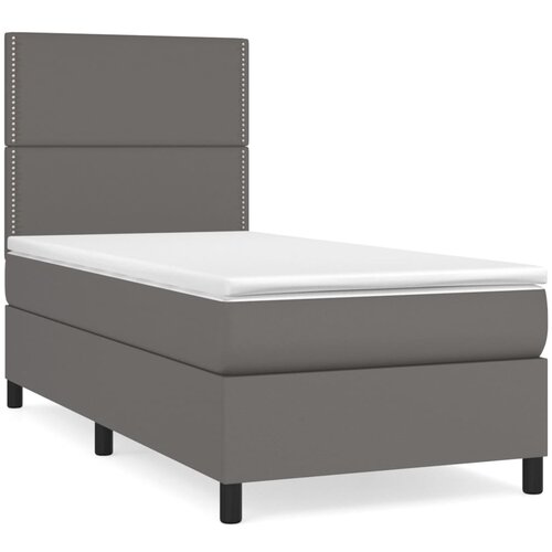 Maison Chic Box spring postelja - Vzmetna postelja z vzmetnico siv 90x190 cm umetno usnje SL19693, (21894039) Slike