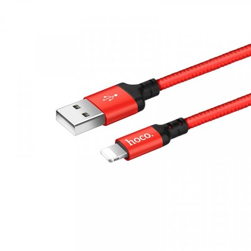 Hoco podatkovni kabel X14 Lightning na USB 2m 3A rdeč pleten Slike