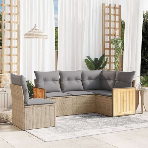  5-dijelni vrtni set sofa s jastucima bež od poliratana Cene