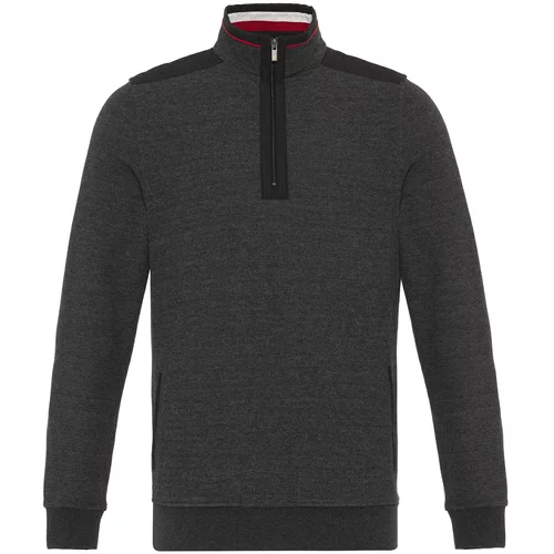 DENIM CULTURE Sweater majica 'ARIEL' antracit siva / vatreno crvena / crna