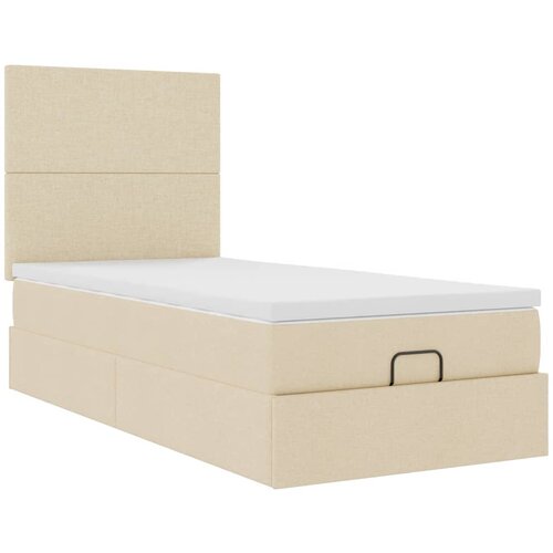 VidaXL Otomanski posteljni okvir z vzmetnico krem 80x200 cm blago, (21611225) Slike