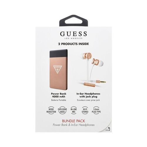 Guess žične slu&amp;scaron;alke belo zlate in prenosna baterija 4000 mah Slike