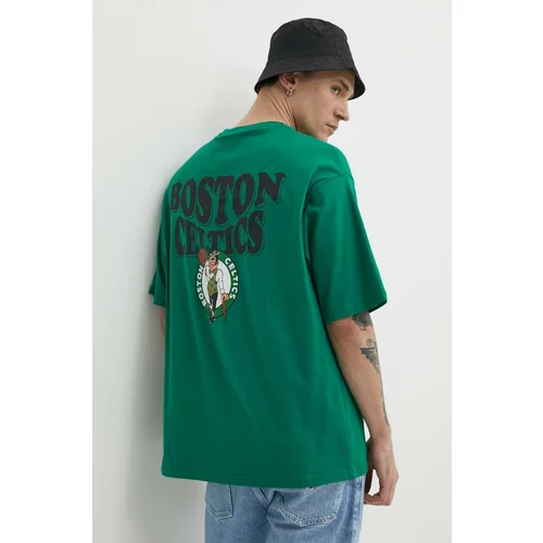 New Era Pamučna majica za muškarce, boja: zelena, s tiskom, BOSTON CELTICS