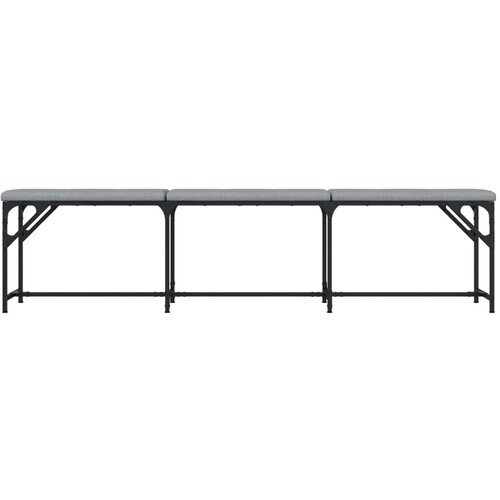  Blagovaonska klupa svjetlosiva 186 x 32 x 45 cm čelik i tkanina Slike