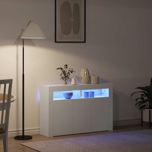  Kreveta S LED lampica Bijelo 116 x 30 x 75 cm Konstruirano drvo Slike