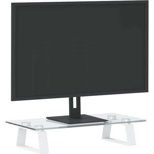  Stalak za monitor bijeli kaljeno staklo i metal Slike