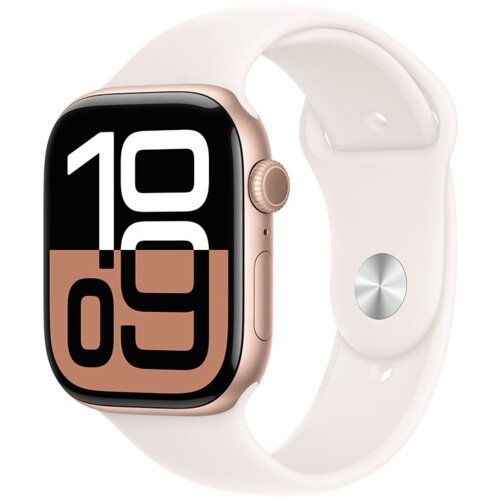 Apple Watch Series 10 GPS 46mm Rose Gold AC, Light Blush Sport Band - S/M, (MWWT3QCA) Slike