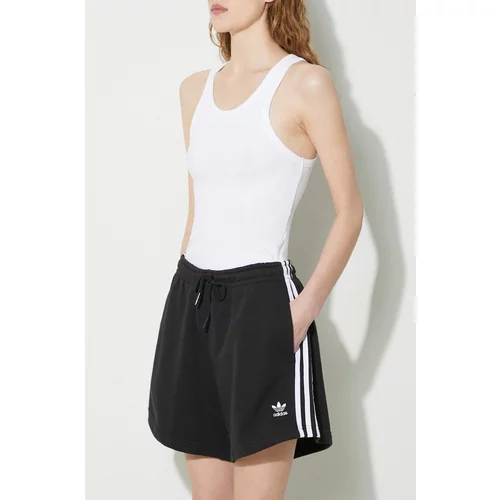 Adidas Kratke hlače 3-Stripes za žene, boja: crna, s aplikacijom, visoki struk, IU2517