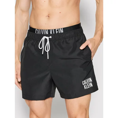 Calvin Klein Swimwear Kopalne hlače Medium Double KM0KM00740 Črna Regular Fit