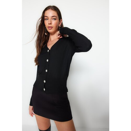 Trendyol Black Premium Yarn/Special Yarn Accessory Knitwear Cardigan Slike