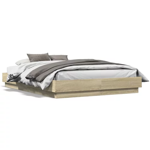 vidaXL Okvir za krevet boja hrasta 140x190 cm od konstruiranog drva