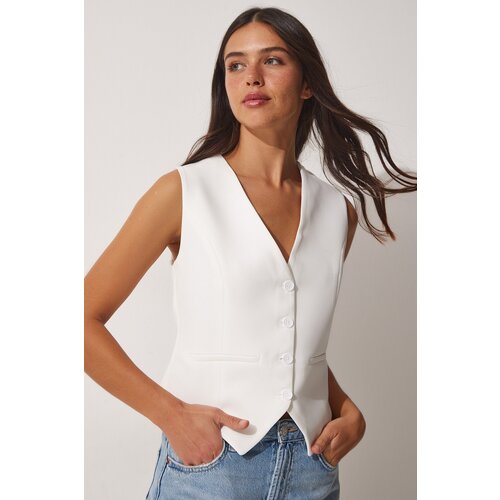  Vest - White - Double-breasted Slike