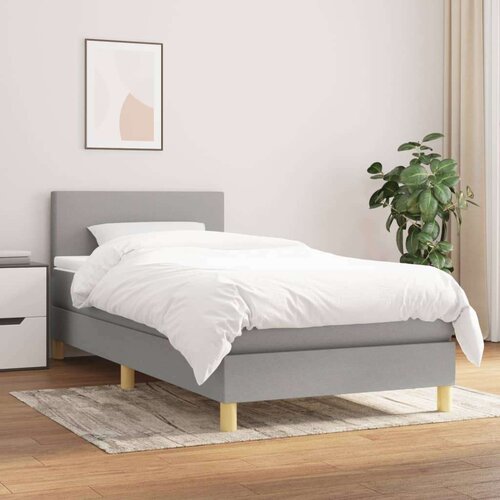  Box spring postelja z vzmetnico svetlo siva 80x200 cm blago, (20790343) Slike