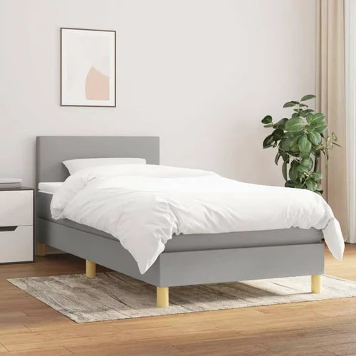 Box spring postelja z vzmetnico svetlo siva 80x200 cm blago, (20790343)