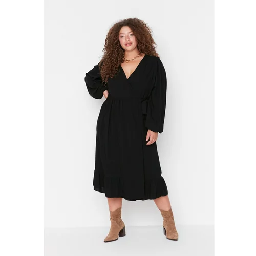 Trendyol Curve Black Double Breasted Woven Dress