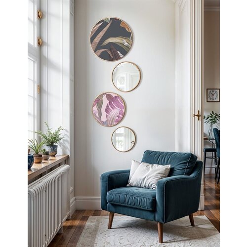 Wallity uramljena slika Roundmirrorset-0002, 4 dela Cene