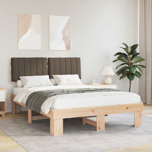 vidaXL Posteljni okvir z oblazinjenim vzglavjem Taupe 140 x 200 cm Cene