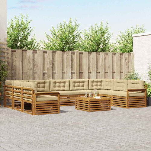  Set vanjskih sofa 10 pcs Prirodna i bež Čvrsto drvo akacije Cene